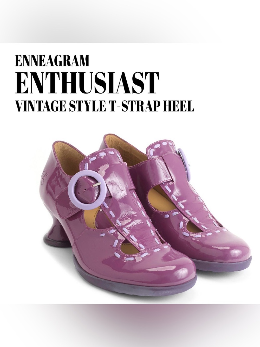 Fluevog LIKE NEW Enneagram Enthusiast purple patent heeled T-strap-10.5 (fit 10)